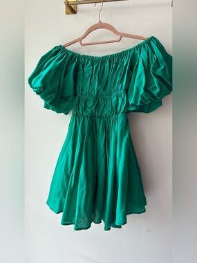 14, Princess Polly Green Off Shoulder Mini Dress P2P 13 Size US 4
